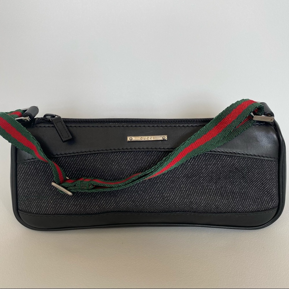 Gucci Black Denim& Leather Pochette, mini 🦄RARE🦄